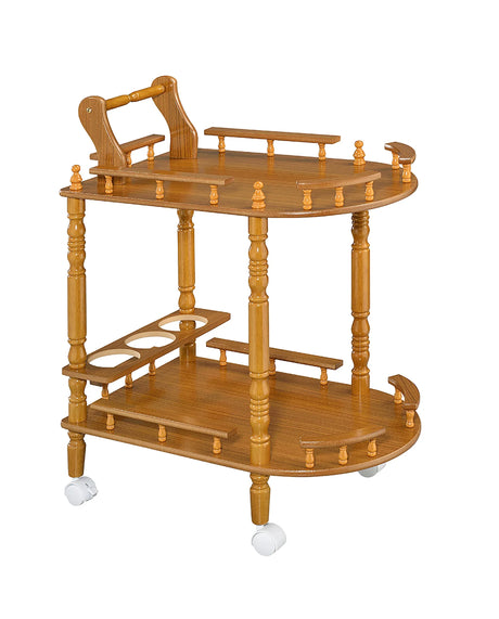 29-Inch Oak Wood Rolling Wine Table Cart - Omega Lifestyles