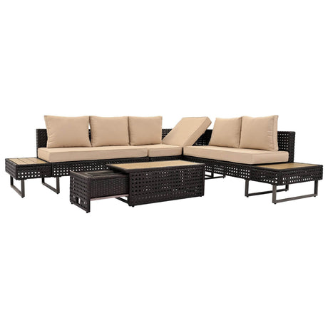 Diamond Weave Outdoor Sectional Furniture Set With Cushions - Omega Lifestyles