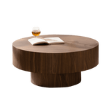 Modern Round Walnut MDF Coffee Table 30-Inch - Sleep Galleria
