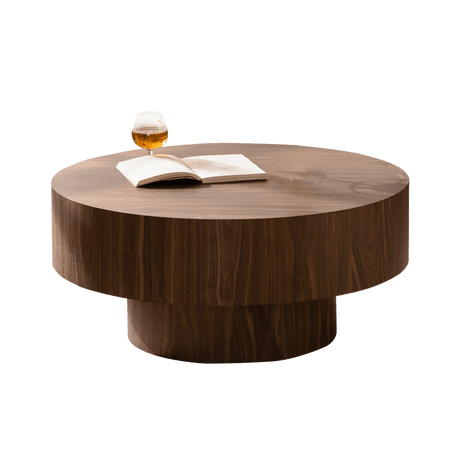 Modern Round Walnut MDF Coffee Table 30-Inch - Sleep Galleria