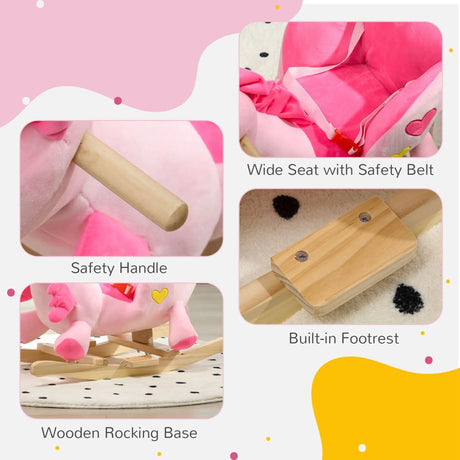 Plush Pink Toddler Rocking Unicorn With 32 Songs - Omega Lifestyles