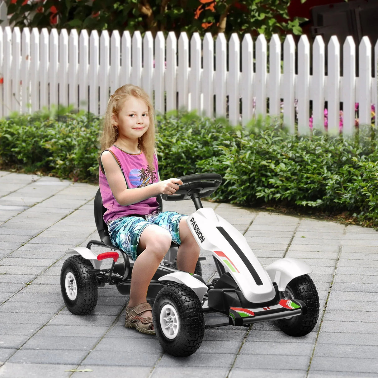 Kids Pedal Go Kart With Adjustable Seat Handbrake - Omega Lifestyles