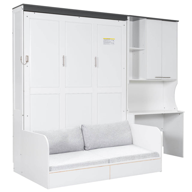 Queen Multi-Functional Murphy Bed With Sofa Desk Storage - Omega Lifestyles