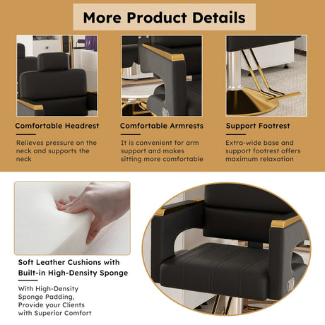 Professional Hydraulic Reclining PU Leather Barber Chair - Omega Lifestyles