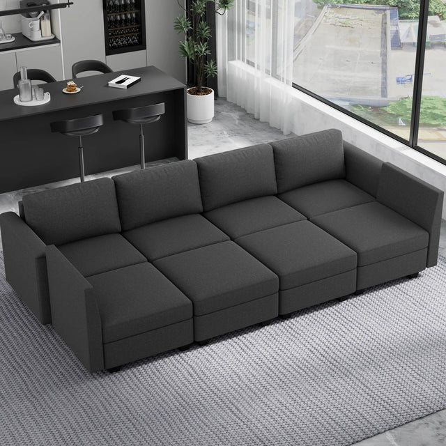 Modern 6-Seater Modular Sectional Sofa With Ottoman Storage - Omega Lifestyles