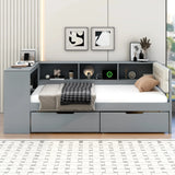 Twin Wood Platform Bed With Upholstered Headboard And Storage - Omega Lifestyles