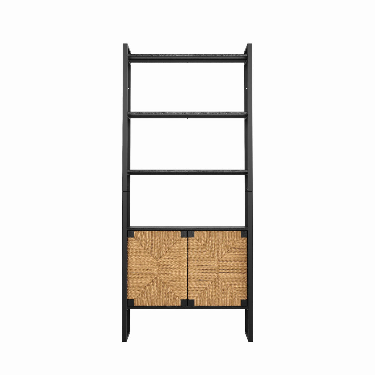 Natural Rattan Storage Cabinet Bookshelf With Doors - Omega Lifestyles