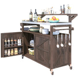 Outdoor Kitchen Island Solid Fir Wood Raised Shelf Cart - Omega Lifestyles