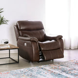 Transitional Brown Top Grain Leather Power Recliner Chair - Omega Lifestyles