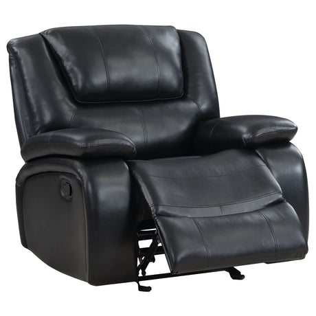 Black Upholstered Glider Recliner Chair With Recline - Omega Lifestyles