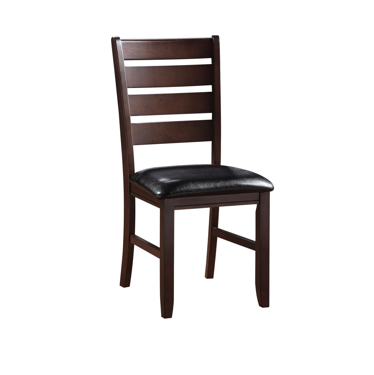 Set of 2 Black Synthetic Leather Cherry Finish Side Chairs - Omega Lifestyles