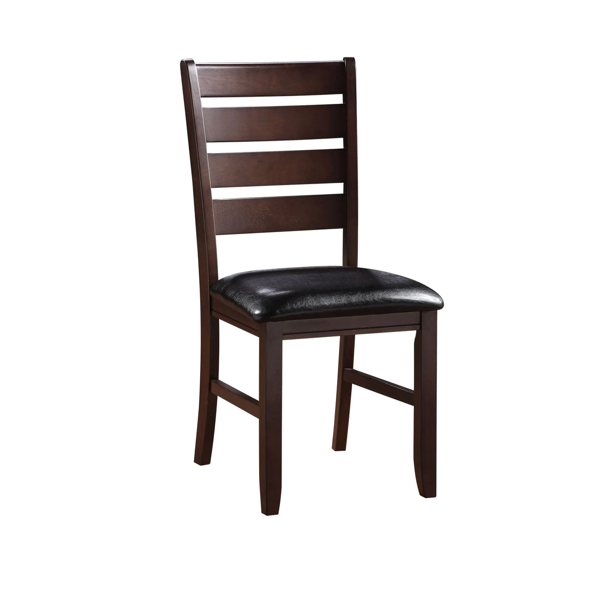 Set of 2 Black Synthetic Leather Cherry Finish Side Chairs - Omega Lifestyles