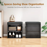 Wooden Entryway Storage Shoe Bench With Cushion Seating - Omega Lifestyles