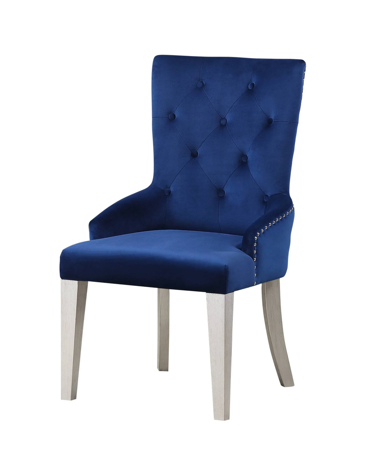 Blue Velvet Padded Parson Side Chair With Nailhead Trim - Omega Lifestyles