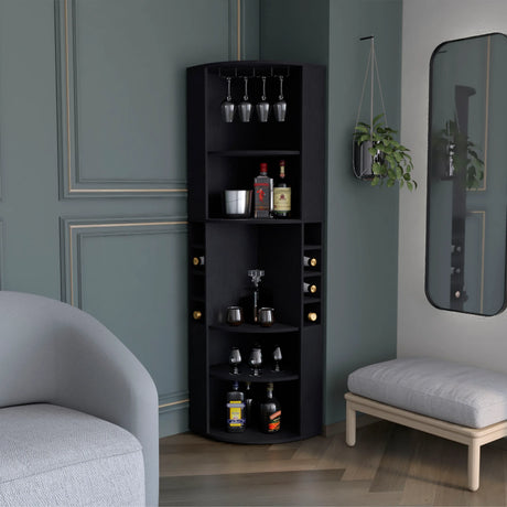 Modern Oban Corner Bar Cabinet With Bottle Storage - Omega Lifestyles