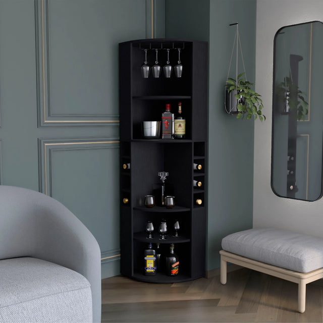 Modern Oban Corner Bar Cabinet With Bottle Storage - Omega Lifestyles