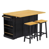 Large Kitchen Island Storage Cart With Bar Stools and Power Outlet - Omega Lifestyles