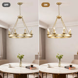 Farmhouse Wagon Wheel Gold Metal Chandelier 24-Inch - Omega Lifestyles