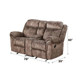 Chocolate Velvet Recliner Loveseat With USB Port Console - Omega Lifestyles