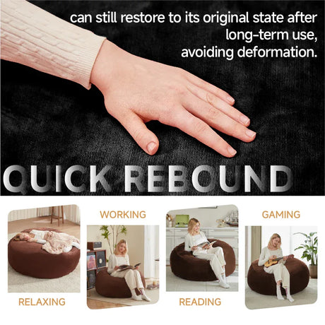 Memory Foam Black Flannel Bean Bag Chair - Omega Lifestyles