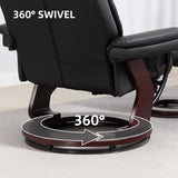 PU Leather Reclining Swivel Chair With Ottoman Footrest - Omega Lifestyles