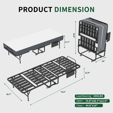 Twin Medium 5-Inch Memory Foam Folding Bed Frame - Omega Lifestyles