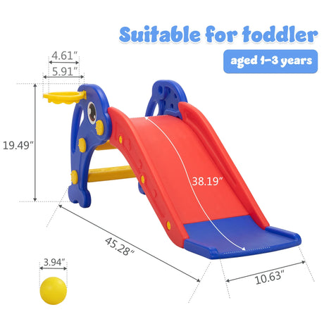 Toddler Dolphin Play Slide With Basketball Hoop and Ladder - Omega Lifestyles