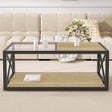 Industrial Glass And Natural Wood Modern Coffee Table - Sleep Galleria