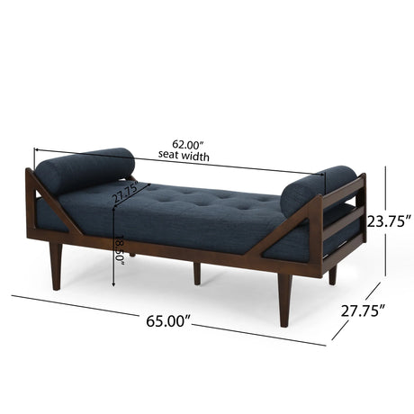 Chic Navy Blue Fabric Button-Tufted Chaise Lounge - Omega Lifestyles