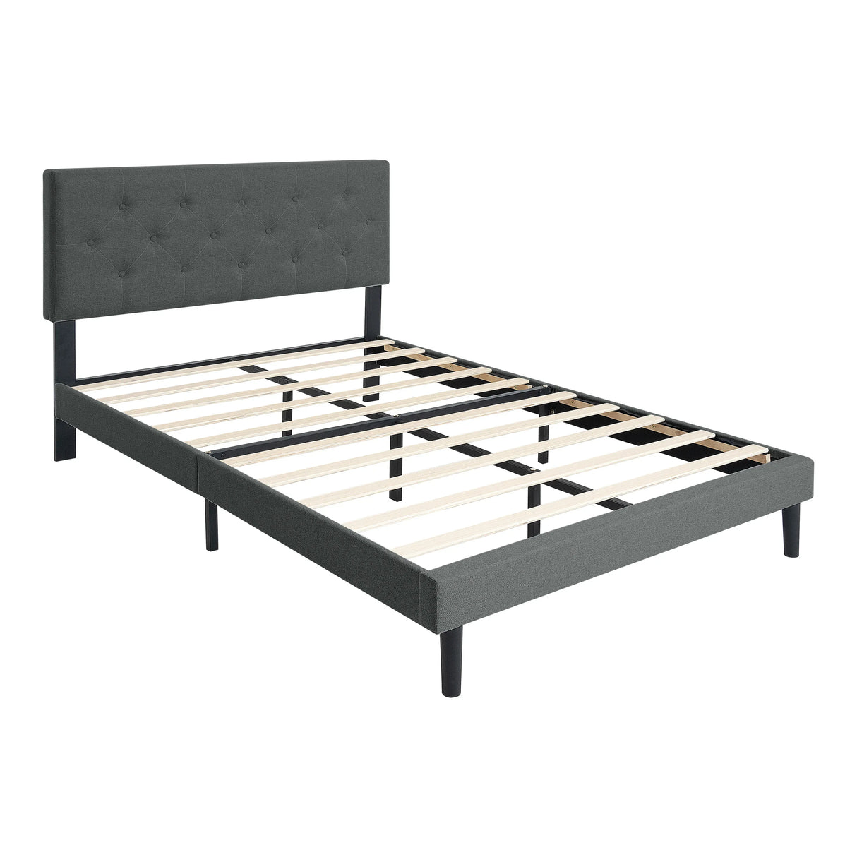 Twin Upholstered Linen Platform Bed Frame With Headboard - Omega Lifestyles