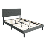 Twin Upholstered Linen Platform Bed Frame With Headboard - Omega Lifestyles