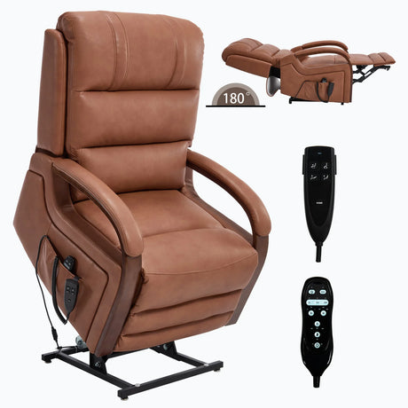 Power Orange Faux Leather Medium-Firm Lift Recliner Chair - Omega Lifestyles