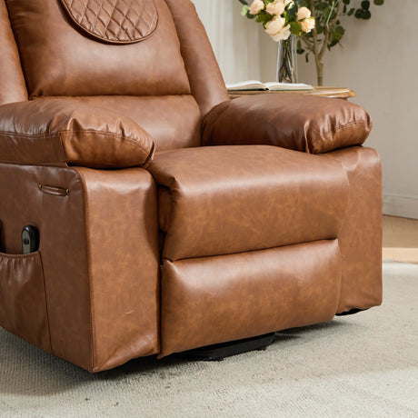 Medium-Firm PU Leather Remote-Controlled Heating Massage Recliner - Omega Lifestyles
