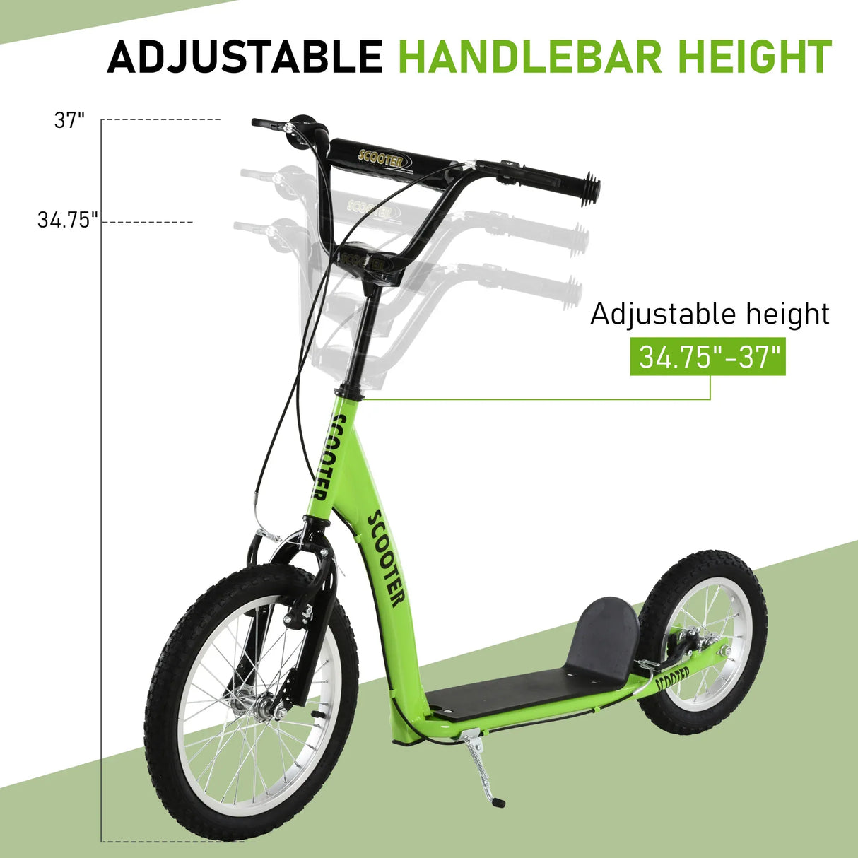 Youth Adjustable Handlebar Kick Scooter With Inflatable Wheels - Omega Lifestyles