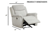 Contemporary Light Gray Fabric Manual Glider Recliner - Omega Lifestyles