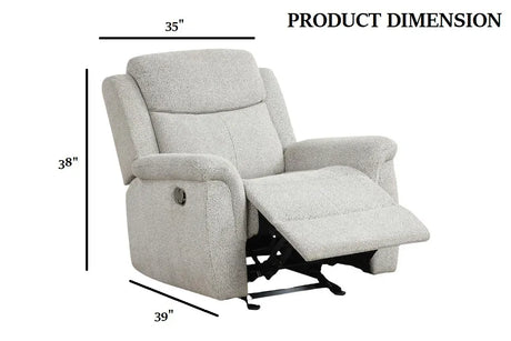 Contemporary Light Gray Fabric Manual Glider Recliner - Omega Lifestyles