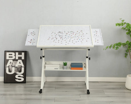Adjustable Height Metal Puzzle Table With Storage Trays - Omega Lifestyles