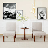 Fabric Accent Chair Set Of 2 With Round Wood Table - Omega Lifestyles