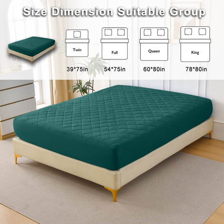 Waterproof Diamond-Patterned Quilted Cotton Queen Fitted Sheet - Sleep Galleria