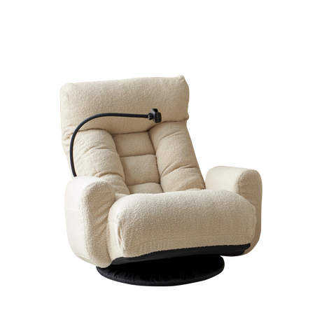 Adjustable Beige Soft Plush Rotating Lounge Chair - Omega Lifestyles