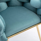 Blue Velvet Knitted Leisure Accent Chair With Backrest - Omega Lifestyles