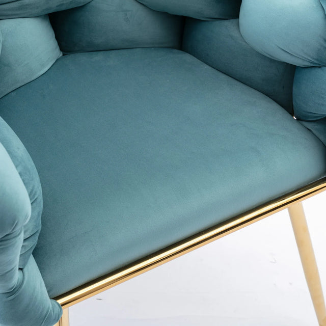 Blue Velvet Knitted Leisure Accent Chair With Backrest - Omega Lifestyles