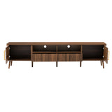 Modern Walnut TV Stand With Soft-Close Doors and Storage - Omega Lifestyles