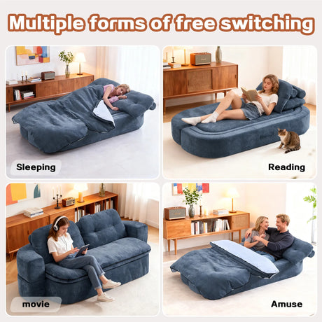 Modern Convertible Foam-Filled Sleeper Sofa Bed With Pillows - Omega Lifestyles