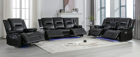 Manual Black Leather Gel Recliner Chair With LED Light Strip - Omega Lifestyles