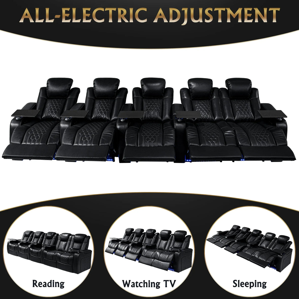 Ultra-Plush Genuine Leather Power Recliner With RGB Lighting - Omega Lifestyles