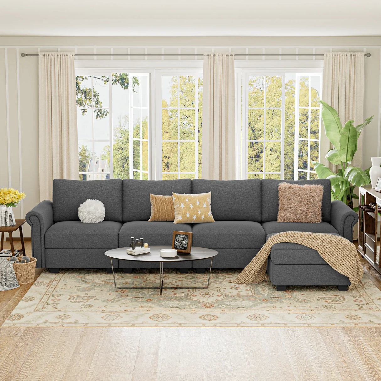 Modular 5-Seater Memory Foam Sectional Sofa Couch - Omega Lifestyles