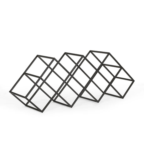 Modern Industrial Iron 7-Bottle Tabletop Wine Rack - Omega Lifestyles
