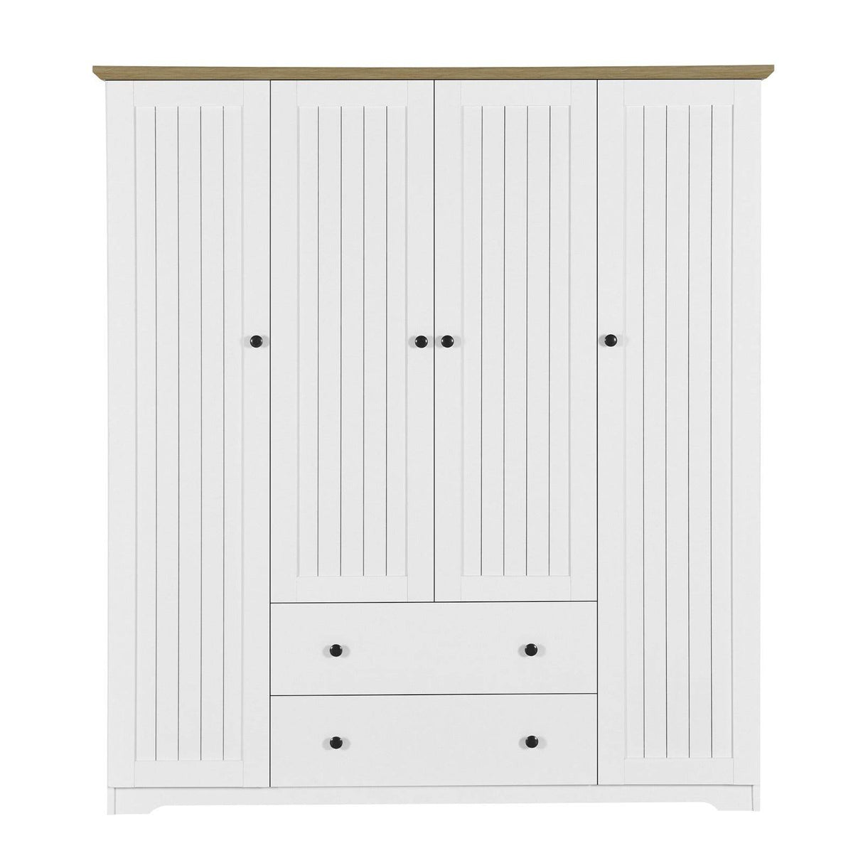 4 Door White Solid Wood MDF Wardrobe Armoire - Omega Lifestyles