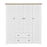 4 Door White Solid Wood MDF Wardrobe Armoire - Omega Lifestyles